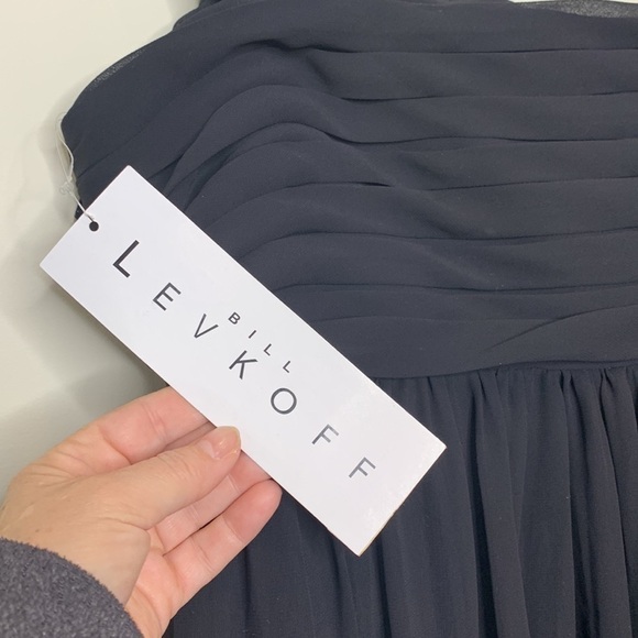 Bill Levkoff NWT Black One Shoulder Evening Cocktail Wedding Side Zip Dress 14 - Picture 11 of 16